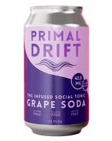 A limited-edition 12 Fl Oz Grape Soda Social Tonic can, infused with 42.0mg THC. This vibrant purple and pink drink is gluten free, alcohol free, caffeine free, and crafted as a THC social tonic.