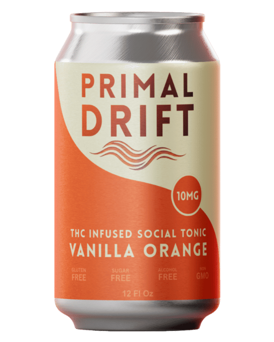 Vanilla Orange THC social tonic showing premium cannabis beverage for social drinking