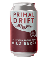 Primal Drift THC infused social tonic wild berry can on a clear background