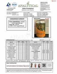 Certificate for Orange 5mg THC Social Tonic
