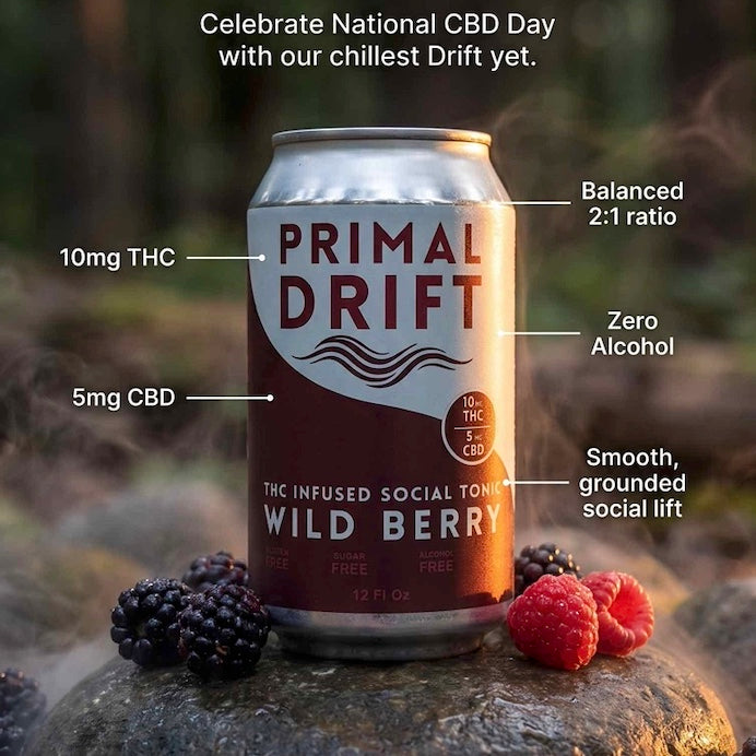 Primal Drift Wild Berry Weekend Bundle with THC social tonics and Lemon Lime shots