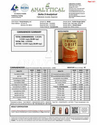 Certificate for Vanilla Orange 10mg THC Social Tonic